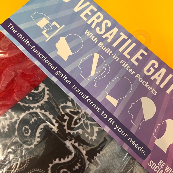 3 Pack Versatile Gaiters Face Scarf w/ Built In Filter Pockets Wind Protection - Picture 3 of 9